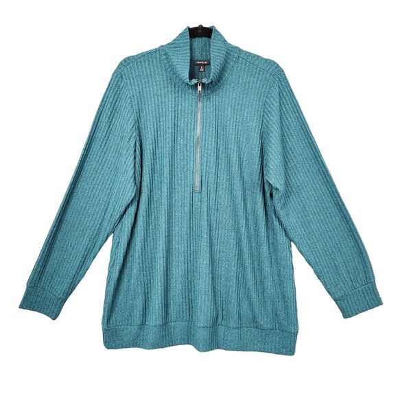 TORRID Green 19010858 Long Sleeve 1/2 Zip Knit Mock Neck Pullover Sweater 3X - Picture 1 of 12